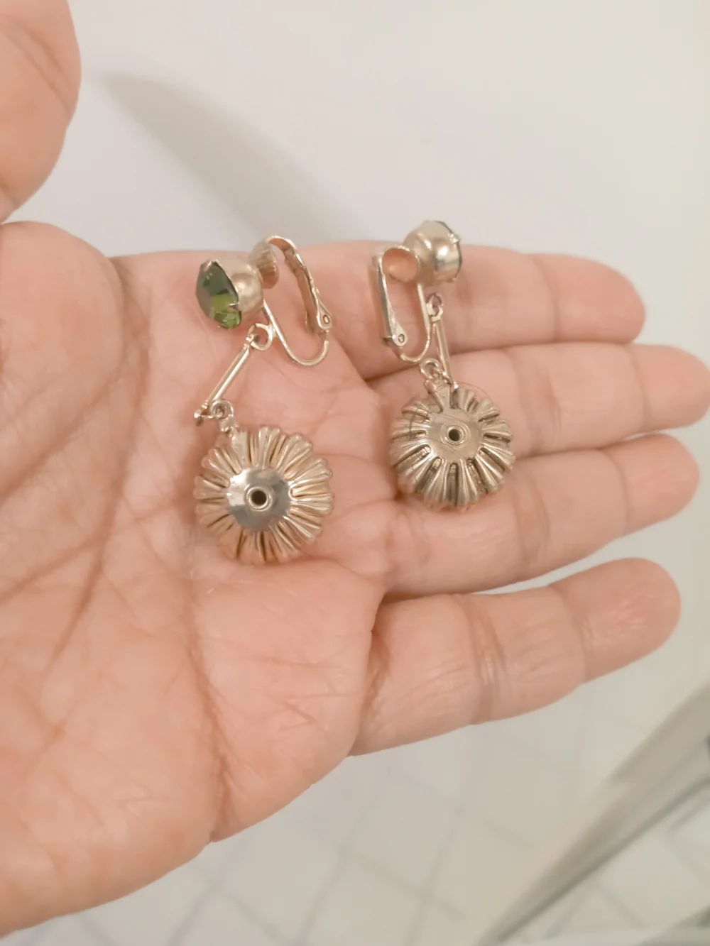 Vintage Green Crystal Drop Earrings